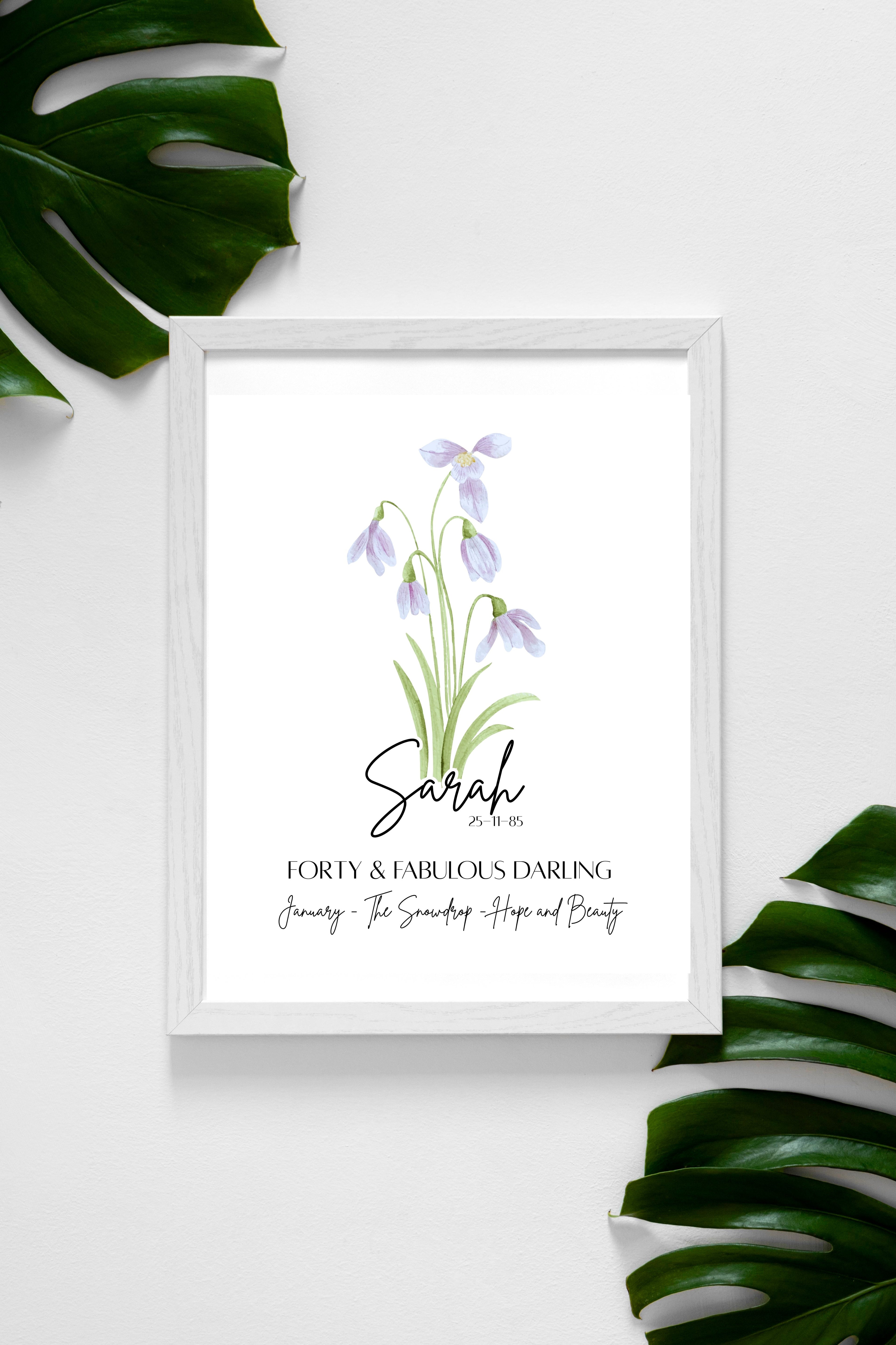 Personalised Birth Flower Occasion Print Gift