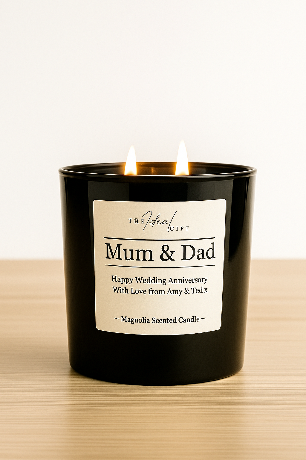 Black Double Wick Personalised Scented Candle 335g