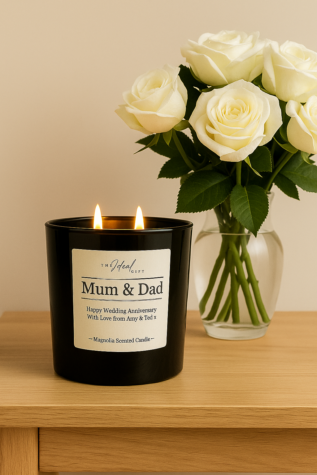 Black Double Wick Personalised Scented Candle 335g