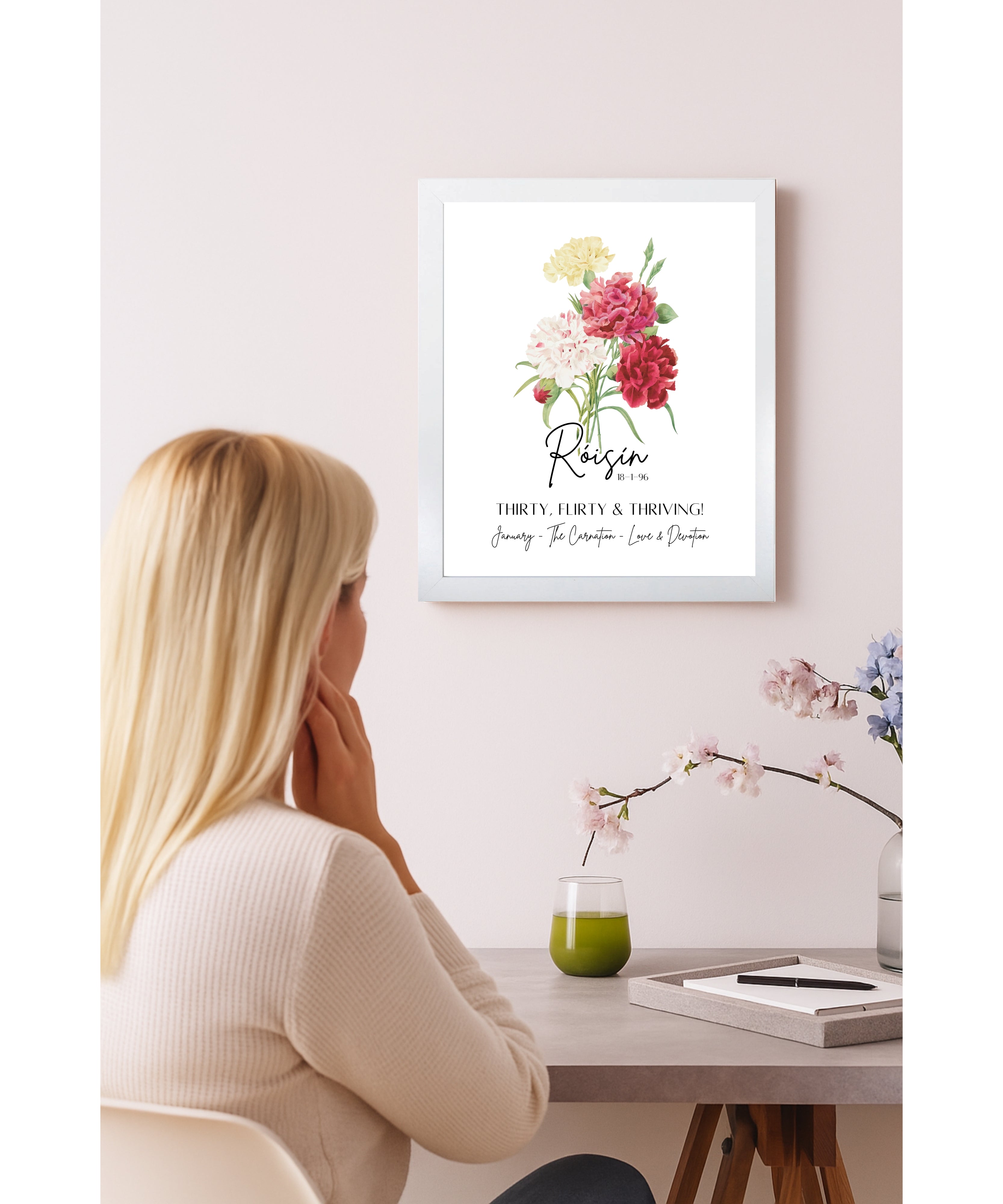 Personalised Birth Flower Framed Print