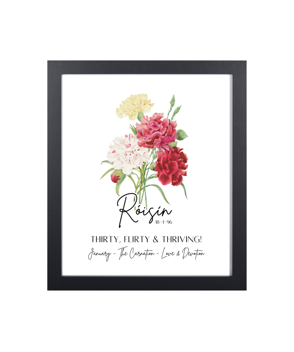 Personalised Birth Flower Framed Print