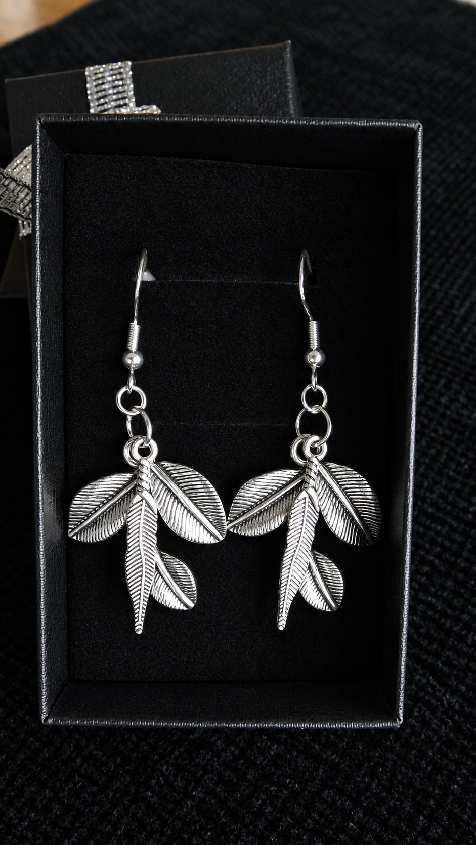 Silver Toned Leaf Earrings