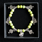 Green Stone Family Tree Charm Bracelet