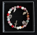 Multi-Coloured Red Charm Bracelet