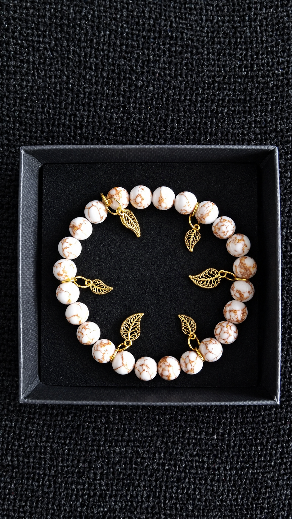 White and Gold Stone Charm Bracelet