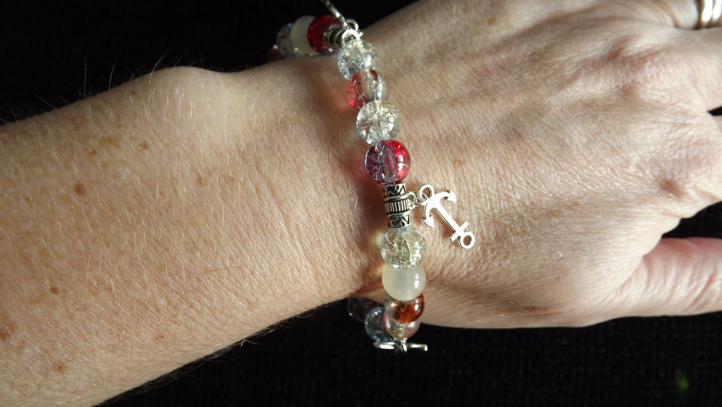 Multi-Coloured Red Charm Bracelet