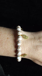 White and Gold Stone Charm Bracelet