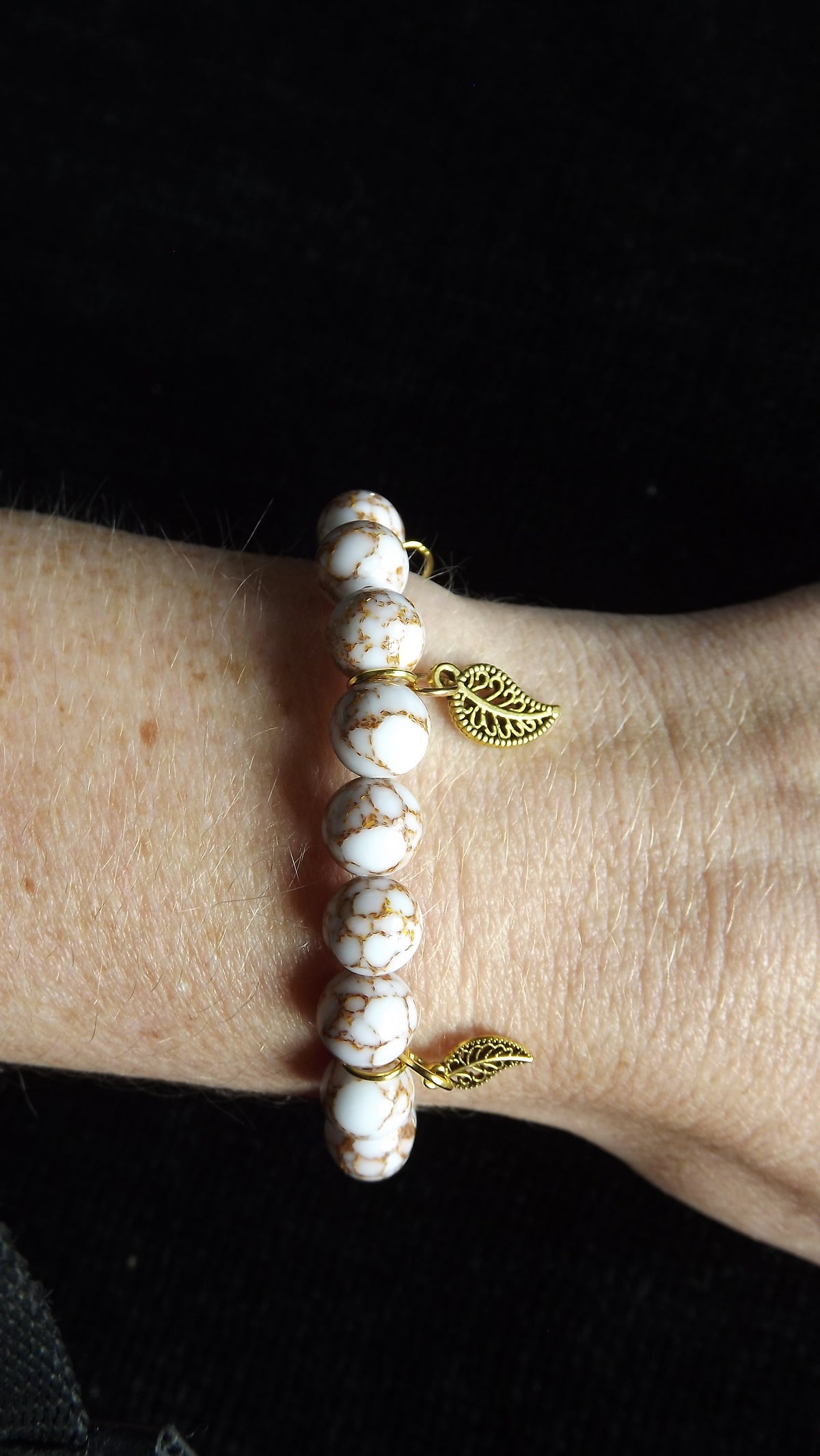 White and Gold Stone Charm Bracelet