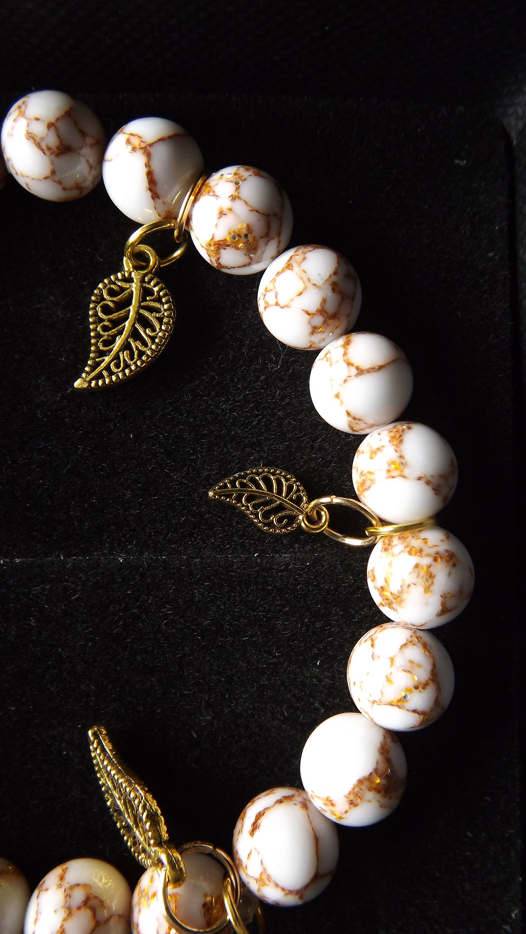 White and Gold Stone Charm Bracelet