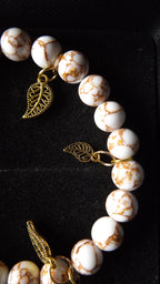 White and Gold Stone Charm Bracelet