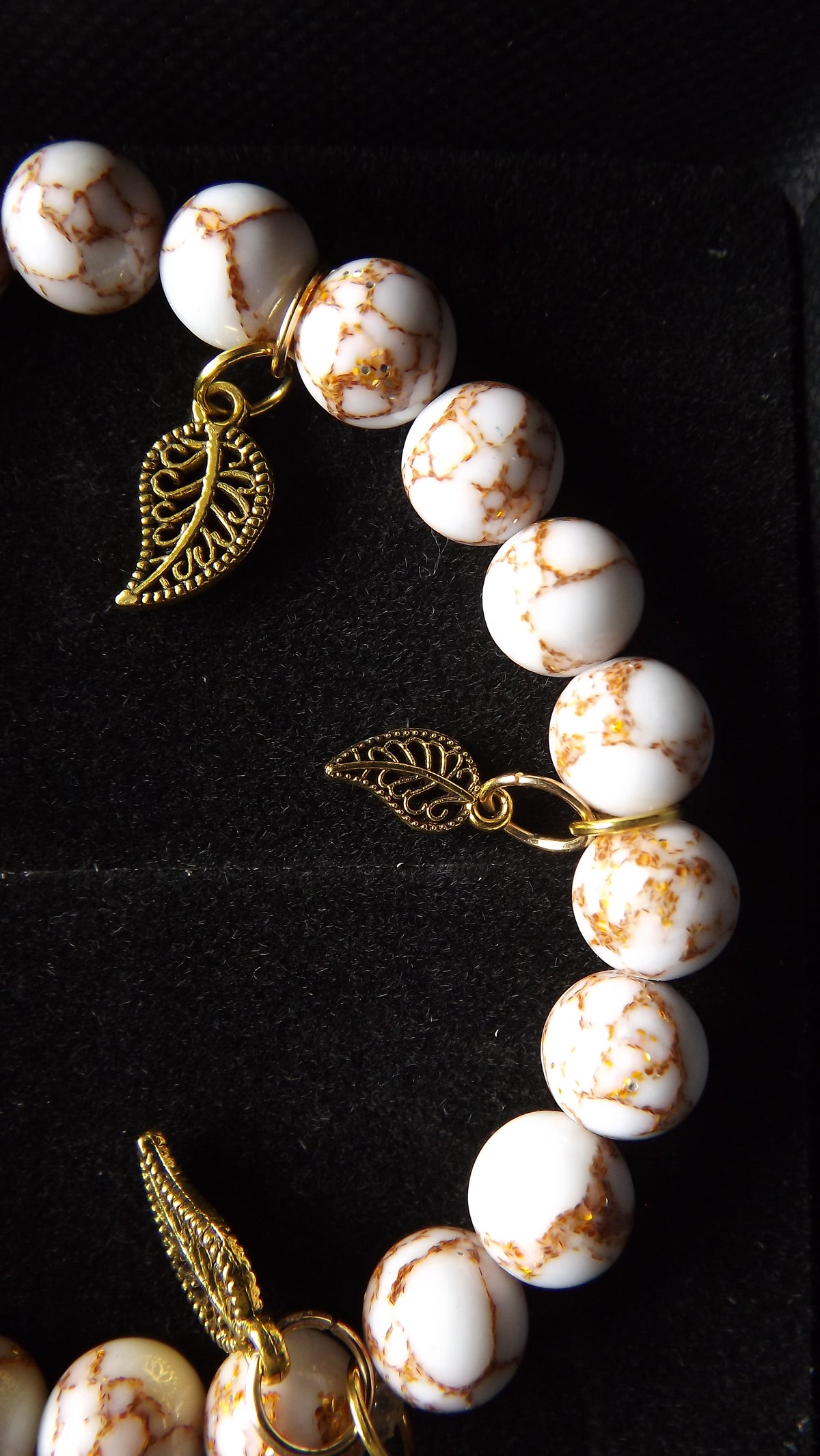 White and Gold Stone Charm Bracelet