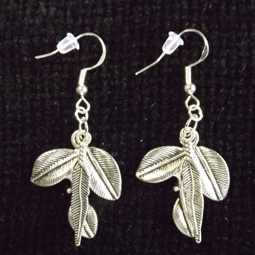 Silver Toned Leaf Earrings