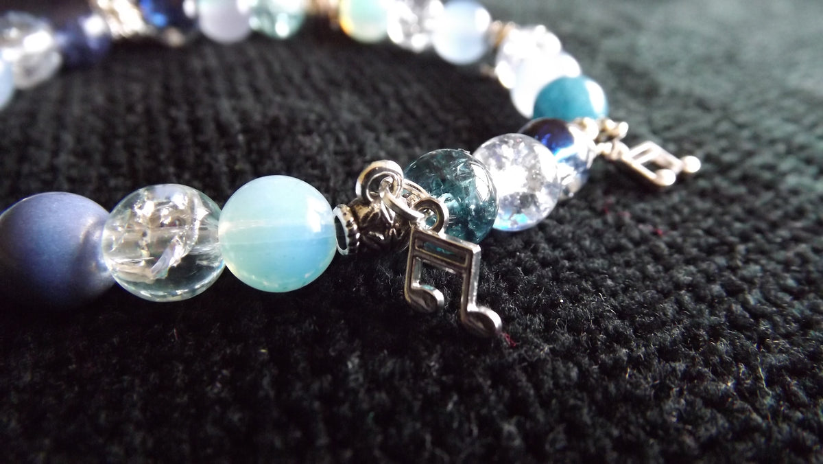 Blue Music Note Beaded Bracelet