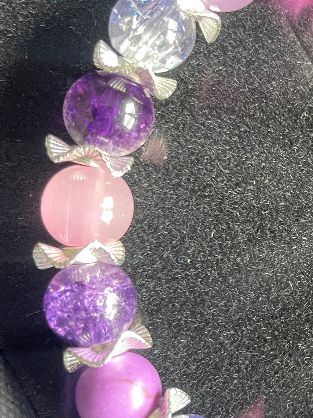 Pink & Purple Crystal Beaded Bracelet