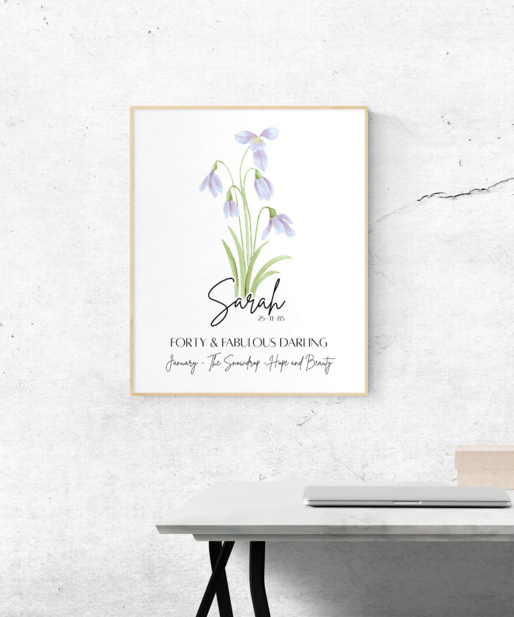 Personalised Birth Flower Framed Print