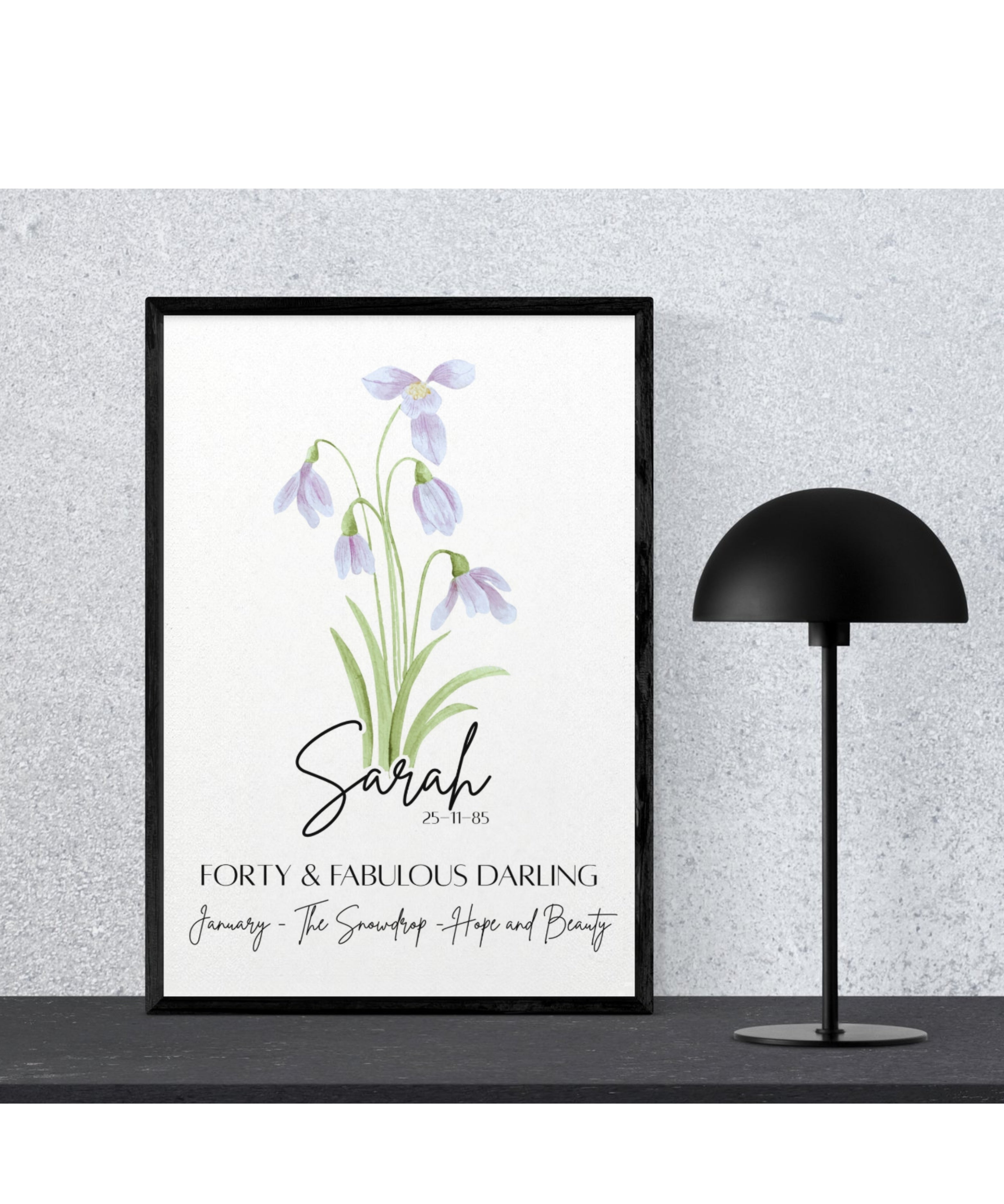 Personalised Birth Flower Framed Print