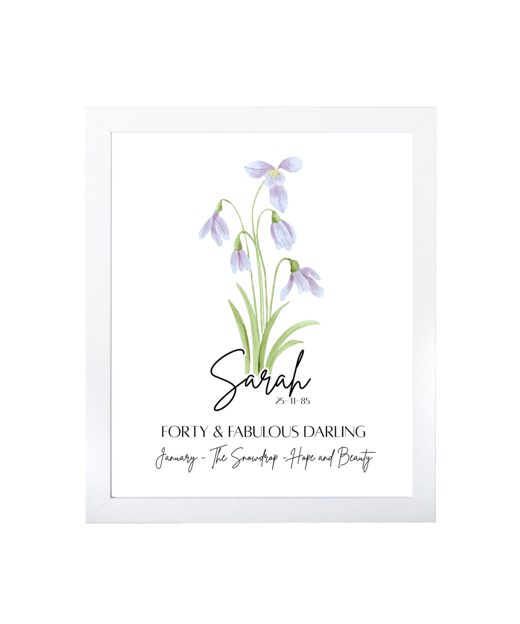 Personalised Birth Flower Framed Print