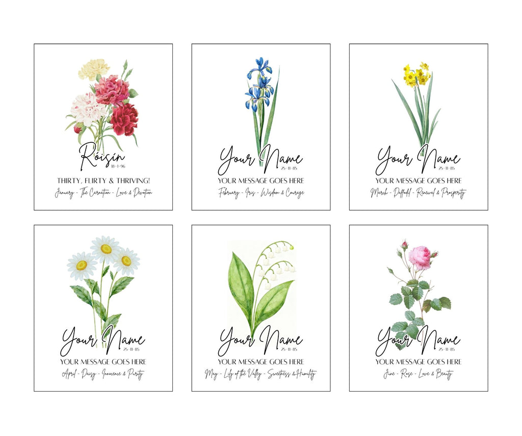 Personalised Birth Flower Framed Print