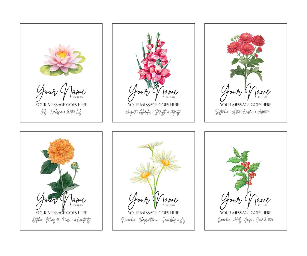 Personalised Birth Flower Framed Print