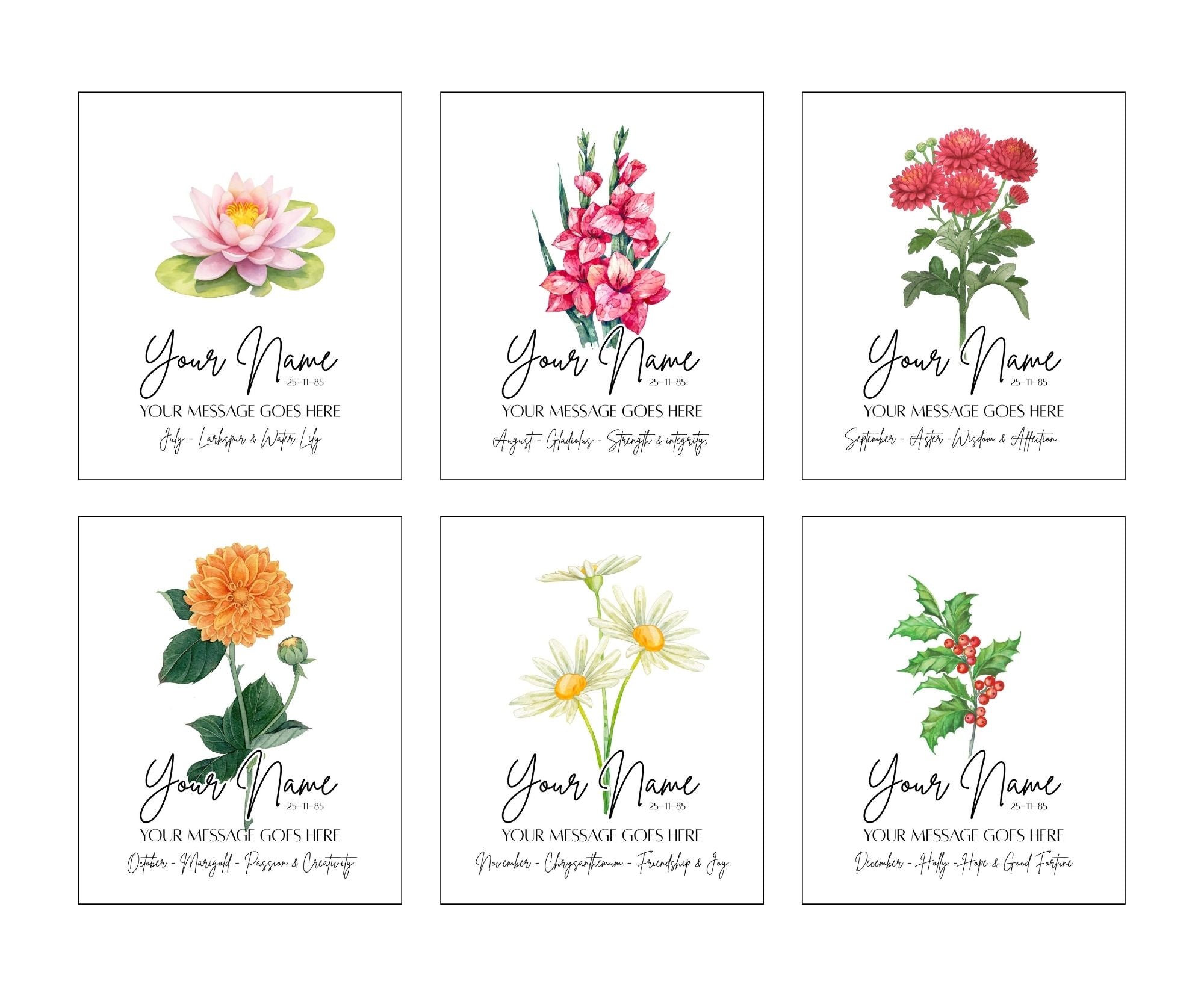 Personalised Birth Flower Framed Print